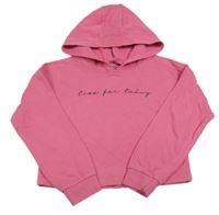 Ružová crop mikina s nápisom a kapucňou George