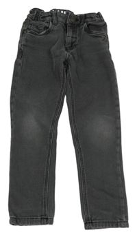 Tmavosivé slim fit teplákové rifle