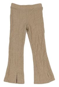Hnědé žebrované pletené flare legíny F&F