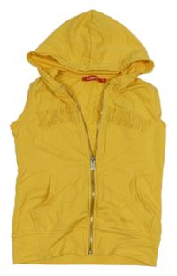 Žltá tepláková prepínaci vesta s kapucňou