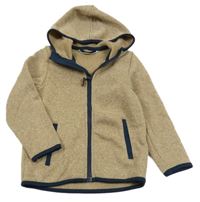 Béžová melírovaná pletená propínací thermo mikina s kapucí H&M