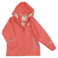 Korálová nepromokavá bunda s jednorožcom a kapucňou lupilu