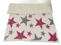 Světlerůžová plyšová/huňatá deka s hvězdami 
