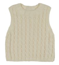 Smotanová vzorovaná pletená crop vesta Zara