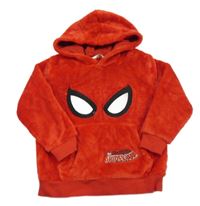 Červená plyšová mikina so Spidermanem a kapucňou H&M