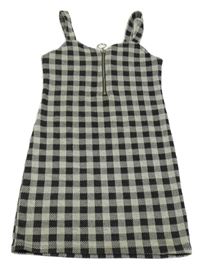 Sivo-čierne kockované úpletové šaty Matalan