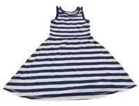 Bielo-tmavomodré pruhované šaty kids