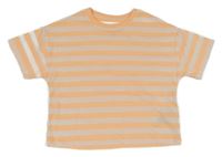 Bílo-oranžové pruhované oversize tričko M&S