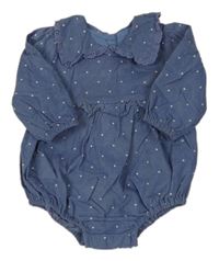 Modré puntíkaté manšestrové body s límečkem Matalan