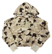 Béžová army crop mikina s nápisom a kapucňou River Island