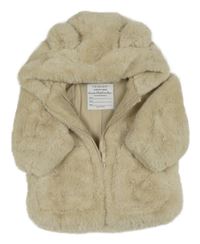Smetanová kožešinová podšitá bunda s kapucí Primark