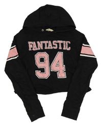 Čierna crop mikina s číslom a kapucňou H&M