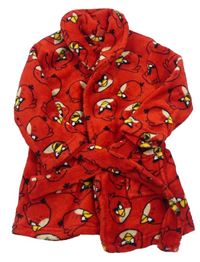 Červený chlpatý župan s Angry Birds
