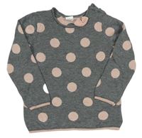 Sivý melírovaný bodkovaná ý sveter s mašlou H&M