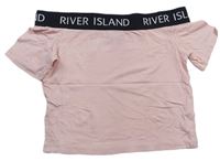 Ružové crop tričko s nápismi River Island