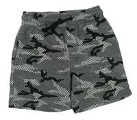 Čierno-biele army teplákové kraťasy Nutmeg