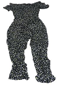 Černo-bílo-žluto-růžový kalhotový overal s leopardím vzorem Primark
