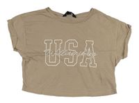 Béžové crop tričko s logom USA pro