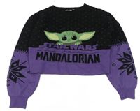 Čierno-fialový crop sveter s Yodou H&M