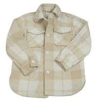 Béžovo-biela kockovaná košeľová flaušová bunda George
