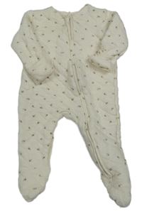 Smotanový prešívaný kvetovaný overal George