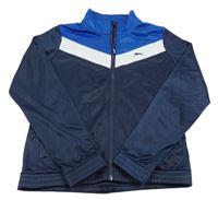 Tmavomodro-bílo-modrá propínací sportovní mikina s logem Slazenger