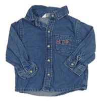 Modrá rifľová košeľová bunda s nápisom Primark