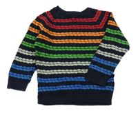 Tmavomodro-barevný pruhovaný svetr Next