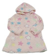 Ružová plyšová oversize mikina s hviezdami a kapucňou Shein