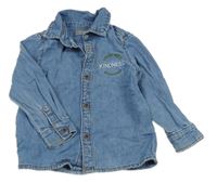 Svetlomodrá rifľová košeľová bunda s nápisom Primark