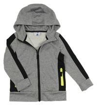 Šedo-černá melírovaná propínací sportovní mikina s kapucí Topolino