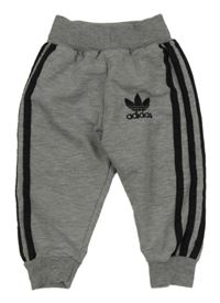 Šedo-černé tepláky s pruhy Adidas