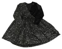 Černé sametovo-třpytivé šaty Shein