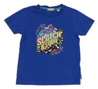 Tmavomodré tričko s nápisom a notami