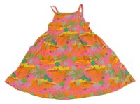 Neónově ružovo-oranžové šaty s palmami Primark