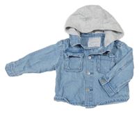 Světlemodro-sivá rifľová bunda s teplákovou kapucňou Primark