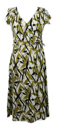 Dámské bílo-černo-olivové vzorované midi šaty Wallis 