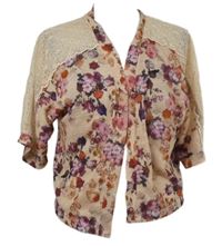 Dámské růžové květované úpletové bolerko s krajkou Dorothy Perkins 