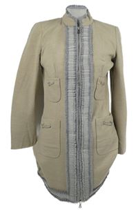 Dámský béžový vlněný kabát se špendlíky Ambiente 