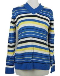 Dámský modro-žluto-bílý pruhovaný svetr Isle 