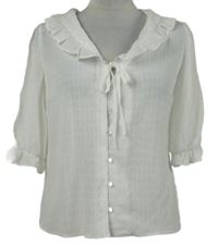 Dámská bílá kostkovaná halenka s límečkem New Look 