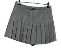 Dámska sivo-čierna kockovaná skladaná skort sukňa