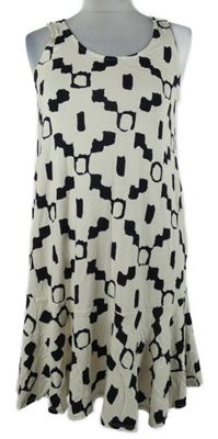 Dámske smetanovo-čierne vzorované šaty H&M