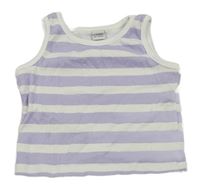 Fialovo-biely pruhovaný rebrovaný crop top LC Waikiki