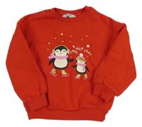 Červená mikina s tučňáky Primark