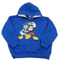 Modrá mikina s Mickey Mousem a kačerem Donaldem a kapucňou