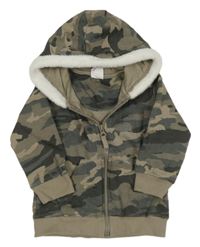 Béžová army prepínaci mikina s kapucňou