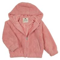 Růžová huňatá podšitá bunda s kapucí F&F