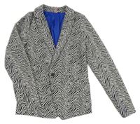 Bielo-čierne vzorované spoločenské sako