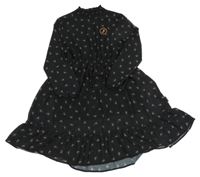 Černé květinové šifonové šaty 